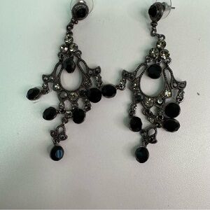 Black Crystal Silver Chandelier Bridgeton Earrings